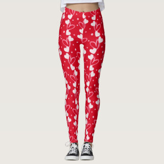 Harten krabbelpatroon, Rood, Leggings