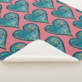 Harten Kunstwerk blauw en roze hart Sherpa Deken (3/4)