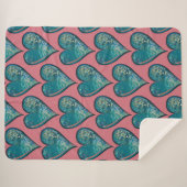 Harten Kunstwerk blauw en roze hart Sherpa Deken (Voorkant (horizontaal))