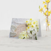 Harten, lentebloemen, oude briefkaarten Moederdag (Gele Bloem)