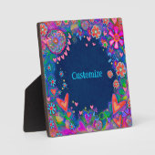 Harten Leuk Bloemen Blauw Naam Aangepast Fotoplaat (Voorkant)