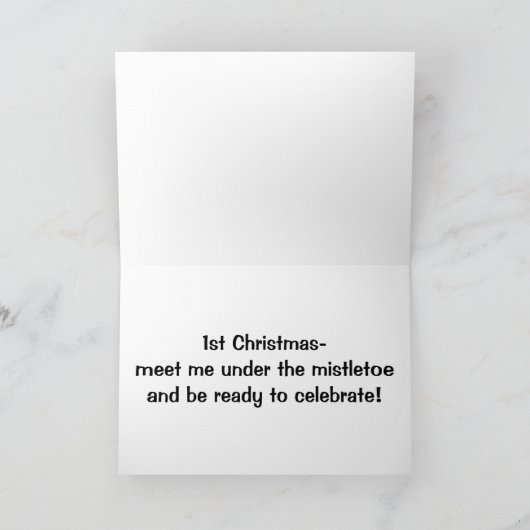 HARTEN/LEUK-ONZE 1e KERSTMIS-ONDER DE MISTELTOREN Feestdagen Kaart (Binnen)