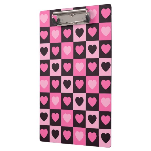 Harten licht roze heet roze donker bordeaux Geruit Klembord (Links)