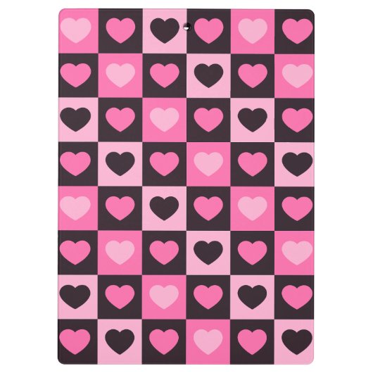 Harten licht roze heet roze donker bordeaux Geruit Klembord (Achterkant)