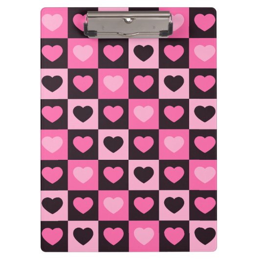 Harten licht roze heet roze donker bordeaux Geruit Klembord (Voorkant)