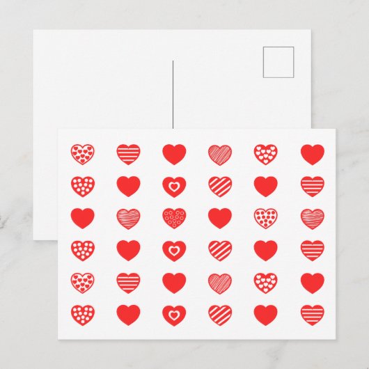 Harten Liefde patroon Briefkaart (Voorkant / Achterkant)