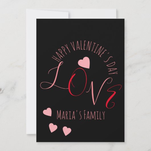 Harten Liefde Valentijnsdag Roze Rode Script Hart Kaart (Voorkant)