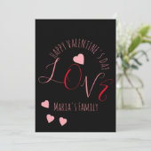 Harten Liefde Valentijnsdag Roze Rode Script Hart Kaart (Staand voorkant)