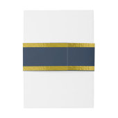 Harten & lint - blauw/goud uitnodigingen wikkel (Achterkant Voorbeeld)
