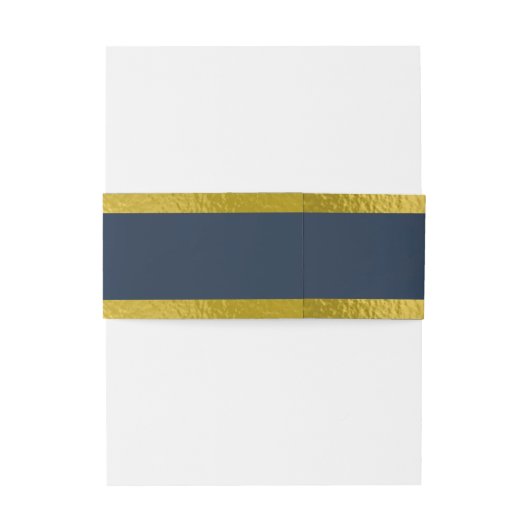 Harten & lint - blauw/goud uitnodigingen wikkel (Achterkant Voorbeeld)