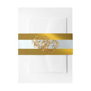 Harten & Lint - Goud/Goud Uitnodigingen Wikkel