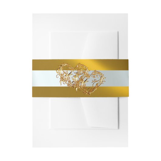 Harten & Lint - Goud/Goud Uitnodigingen Wikkel (Voorkant Voorbeeld)