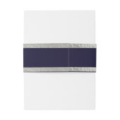 Harten & lint - Navy blauw/zilver Uitnodigingen Wikkel (Achterkant Voorbeeld)