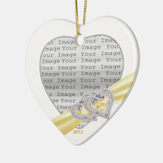 Harten lint ornament zalmkleurig (Links)