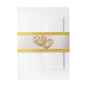 Harten & lint - Wit/Goud Uitnodigingen Wikkel (Voorkant Voorbeeld)