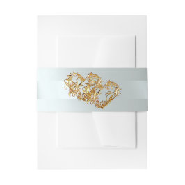 Harten & Lint - Zilver/Goud Uitnodigingen Wikkel