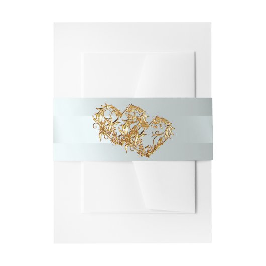 Harten & Lint - Zilver/Goud Uitnodigingen Wikkel (Voorkant Voorbeeld)