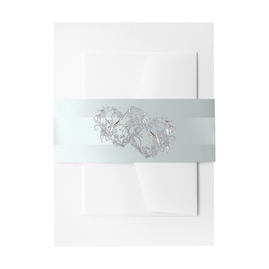 Harten & Lint - Zilver/Zilver Uitnodigingen Wikkel (Voorkant Voorbeeld)