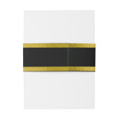 Harten & lint - Zwart/Goud Uitnodigingen Wikkel (Achterkant Voorbeeld)