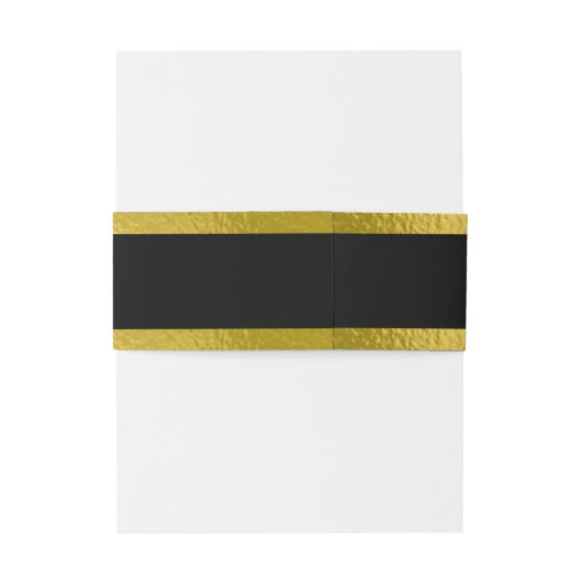 Harten & lint - Zwart/Goud Uitnodigingen Wikkel (Achterkant Voorbeeld)