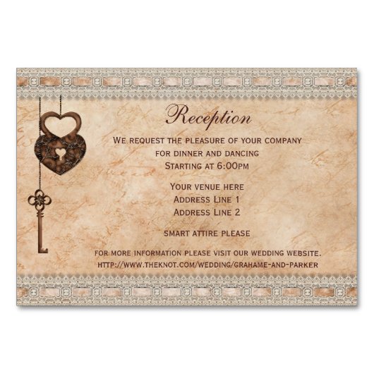  Harten Lock en Key Receptie Insert Kaart (Voorkant)