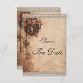  Harten Lock en Key Wedding Opslaan De Datum Save The Date (Voorkant / Achterkant)