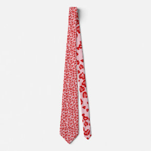 Harten Luipaard Patroon in Rood op Blush Stropdas