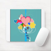 Harten met blauwe stralen muismat (Met muis)