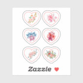 Harten met bloemen sticker (Vel)