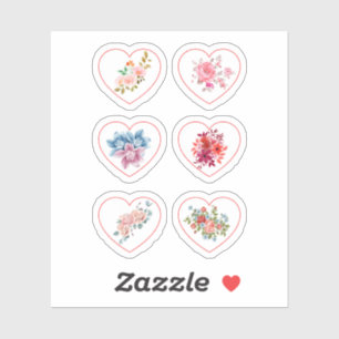 Harten met bloemen sticker