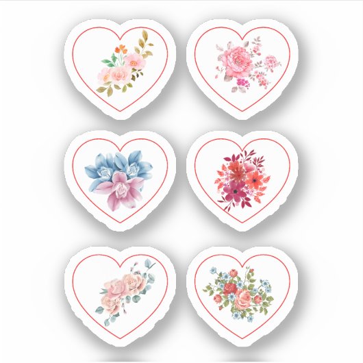 Harten met bloemen sticker (Voorkant)