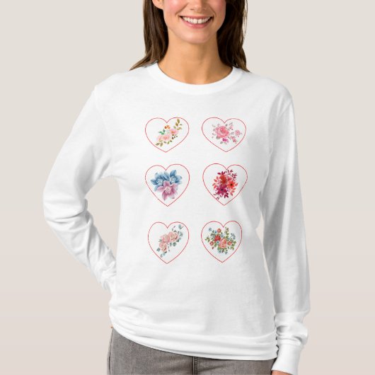 Harten met bloemen t-shirt (Voorkant)