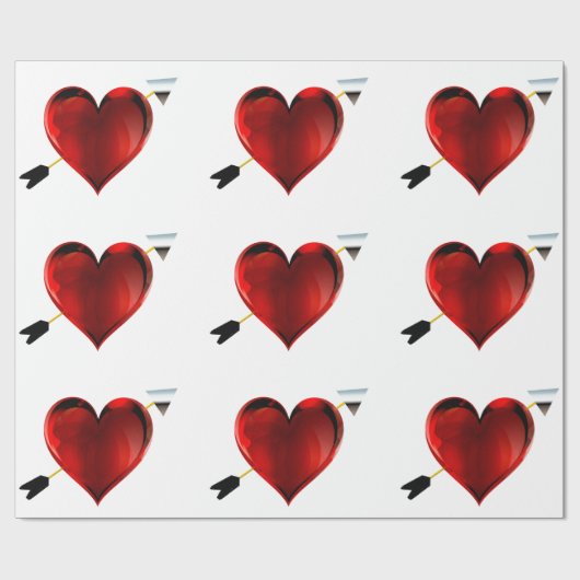 Harten met Chrome-Pijlen die Document verpakken Cadeaupapier (Vlak)