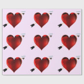 Harten met Chrome Pijlen Roze Verpakkend Document Cadeaupapier (Vlak)