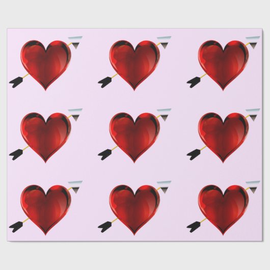 Harten met Chrome Pijlen Roze Verpakkend Document Cadeaupapier (Vlak)