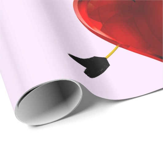 Harten met Chrome Pijlen Roze Verpakkend Document Cadeaupapier (Rol Hoek)