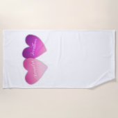 Harten met gepersonaliseerde namen strandlaken (Voorkant)