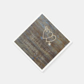 Harten met Initialen Rustic Wood Wedding Servetten (Hoek)