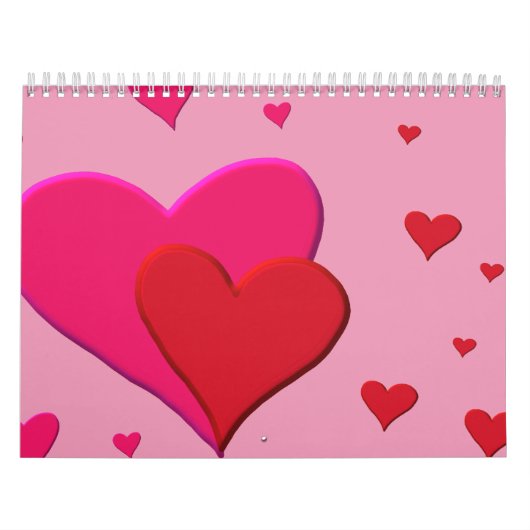 Harten met rode en roze Valentijn Kalender (Hoes)