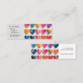 Harten met schetssporen en druppels mini visitekaartje (Voorkant / Achterkant)