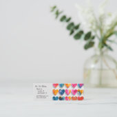 Harten met schetssporen en druppels mini visitekaartje (Staand voorkant)