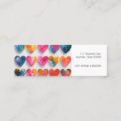 Harten met schetssporen en druppels mini visitekaartje (Achterkant)