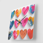 Harten met schetssporen en druppels vierkante klok (Hoek)