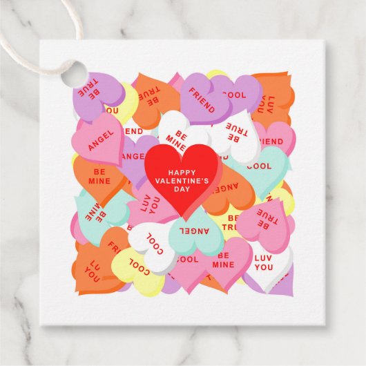 Harten met Uw Gezegden Valentijnsdag Gift Label (Voorkant)