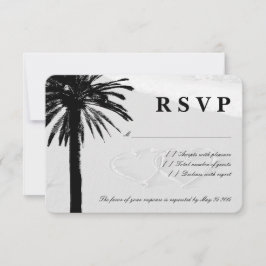 Harten met zandstralen RSVP-trouwkaarten | Beach-t RSVP Kaartje