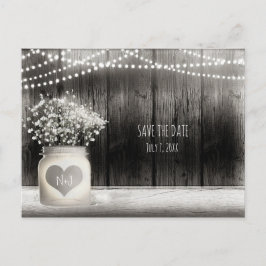 Harten metselwerkpot & Baby's Breath Landelijke Be Aankondigingskaart