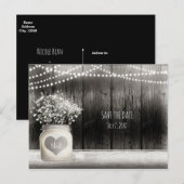 Harten metselwerkpot & Baby's Breath rustieke bewa Aankondigingskaart (Voorkant / Achterkant)