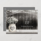 Harten metson pot & Baby's Breath Rustische Huweli Uitnodiging Briefkaart (Voorkant / Achterkant)