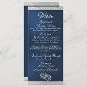 Harten & Monogram - Blauw/Zilver Huwelijk Menu (Voorkant / Achterkant)