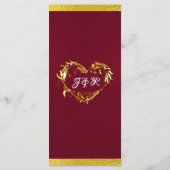 Harten & Monogram - Bordeaux/Goud Trouwen Menu (Achterkant)